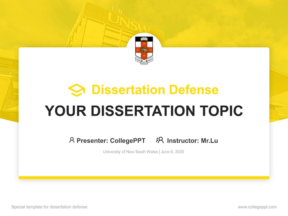 University of New South Wales Graduation Thesis Defense PPT Template4:3 ratio PPT effect preview image7