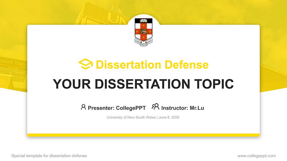 University of New South Wales Graduation Thesis Defense PPT Template16:9 ratio PPT effect preview image