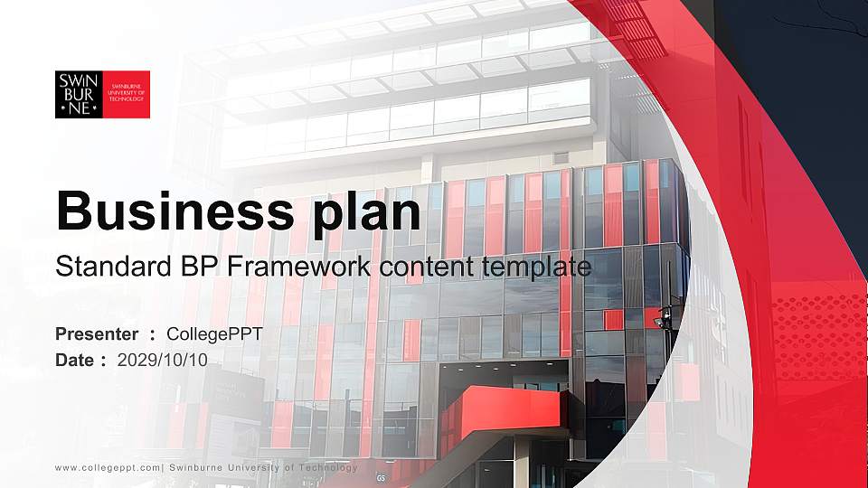 Swinburne University of Technology Competition/Entrepreneurship Contest PPT Template16:9 ratio PPT effect preview image