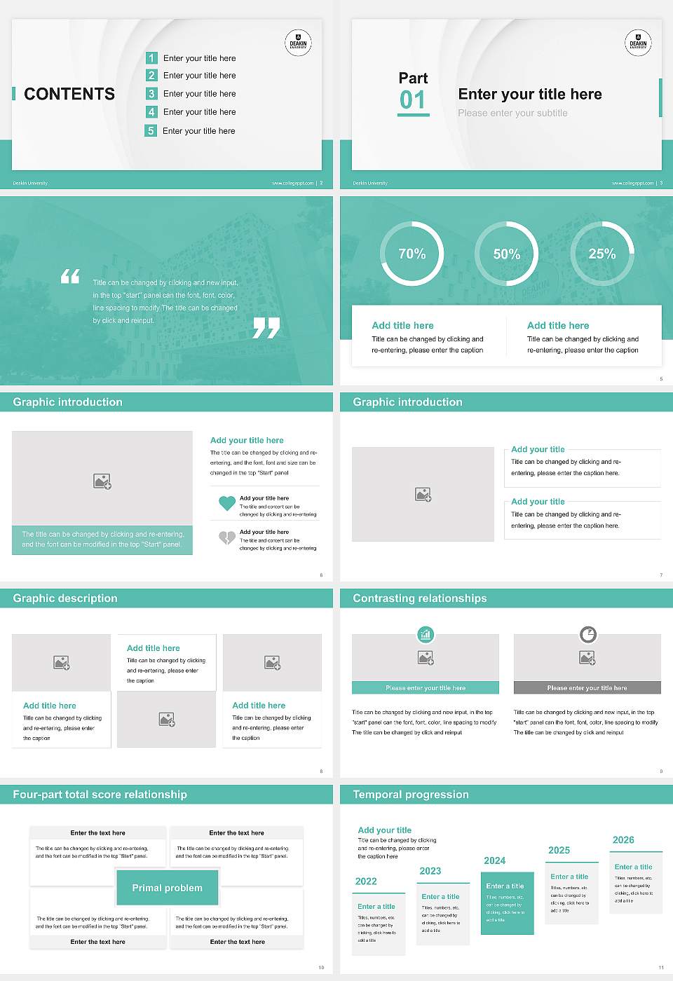 Deakin University Thesis Proposal/Graduation Defense PPT Template16:9 ratio PPT effect preview image2