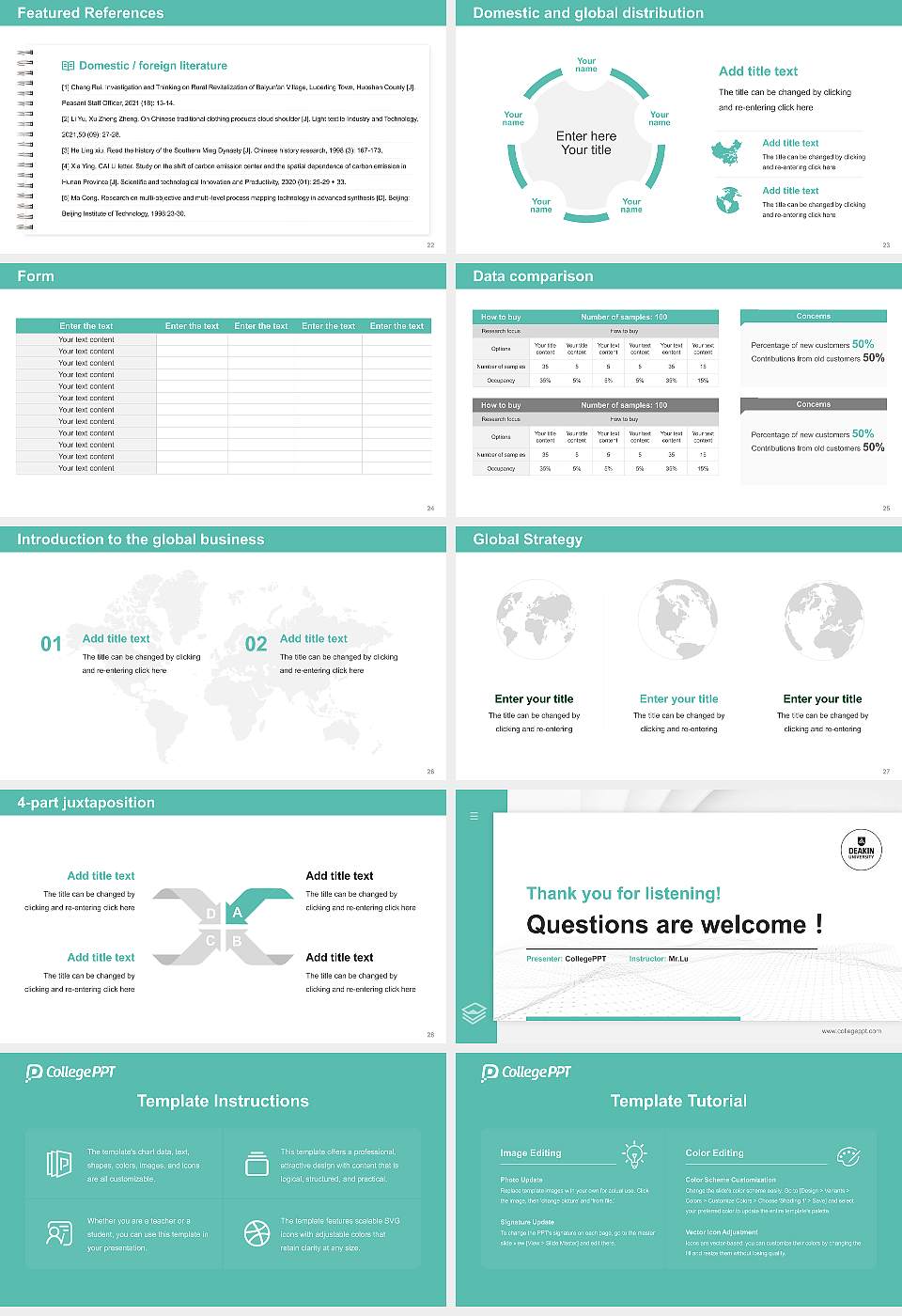 Deakin University Thesis Proposal/Graduation Defense PPT Template16:9 ratio PPT effect preview image4
