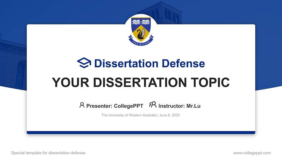 The University of Western Australia Graduation Thesis Defense PPT Template16:9 ratio PPT effect preview image