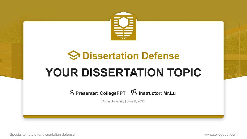 Curtin University Graduation Thesis Defense PPT Template16:9 ratio PPT effect preview image
