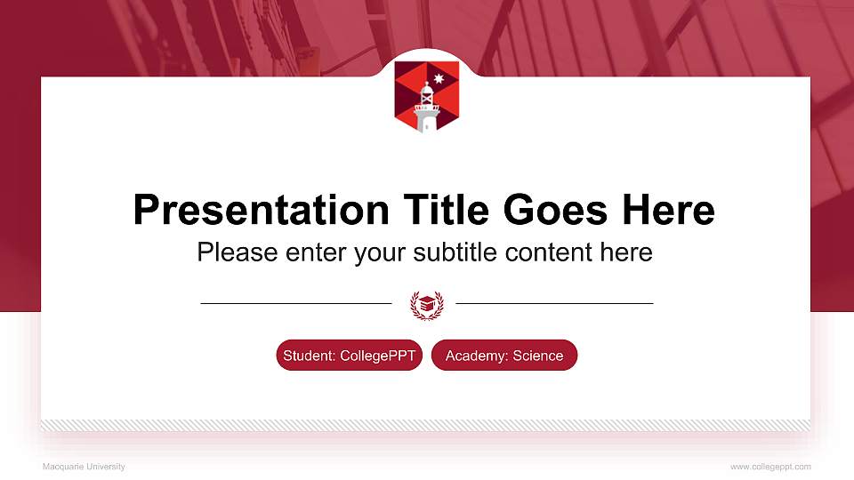 Macquarie University National Scholarship Defense PPT Template16:9 ratio PPT effect preview image