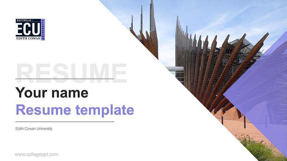 Edith Cowan University Resume PPT Template16:9 ratio PPT effect preview image