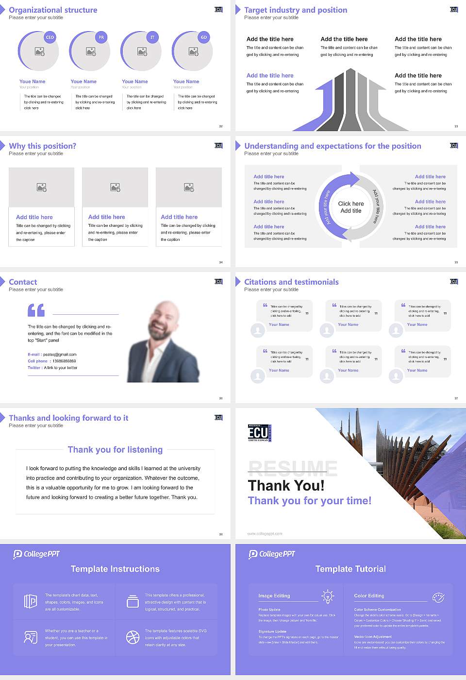 Edith Cowan University Resume PPT Template16:9 ratio PPT effect preview image4