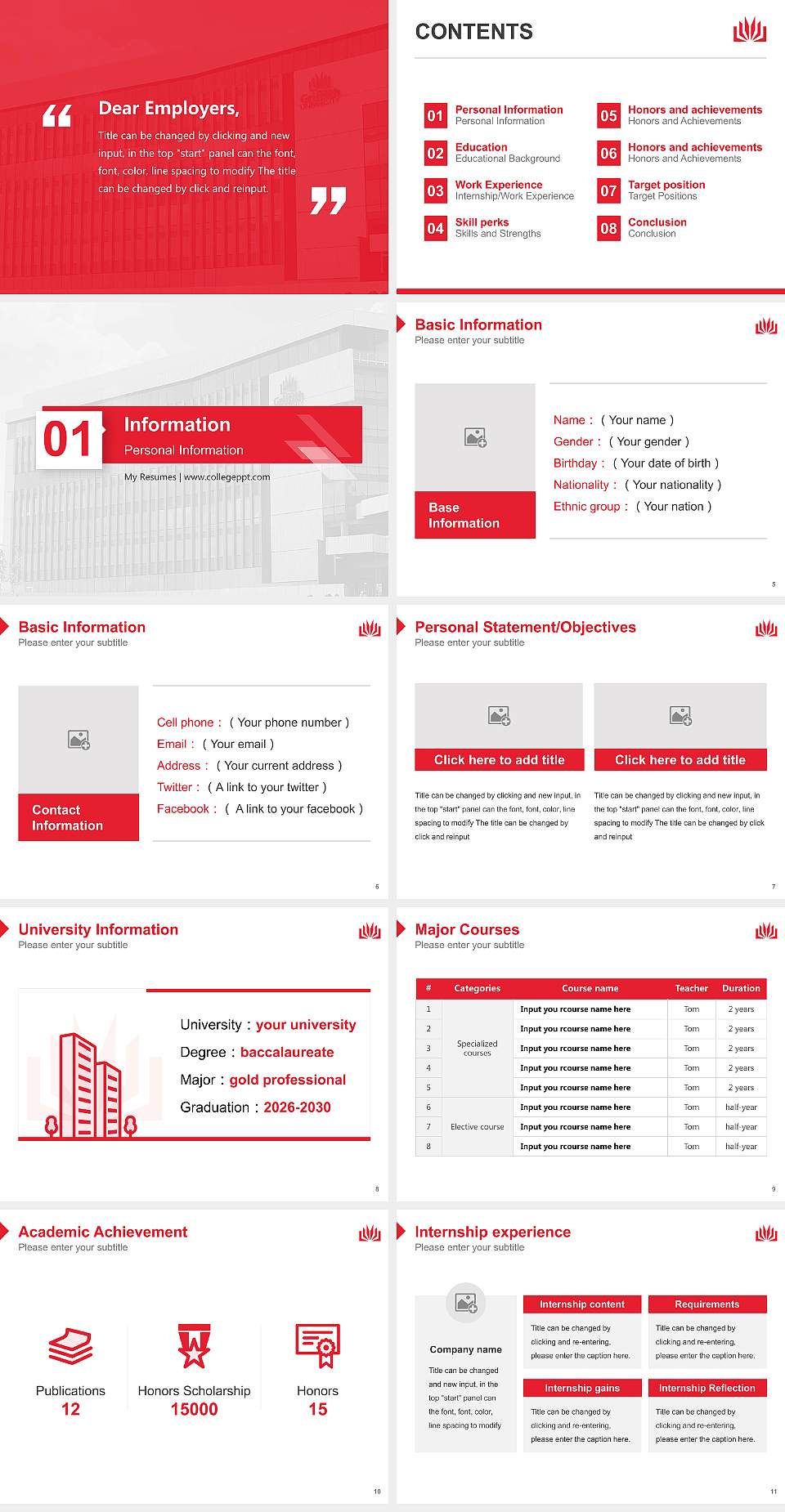 Griffith University Resume PPT Template4:3 ratio PPT effect preview image2