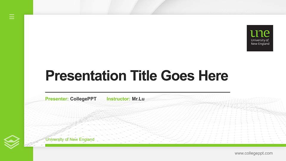 University of New England Thesis Proposal/Graduation Defense PPT Template16:9 ratio PPT effect preview image