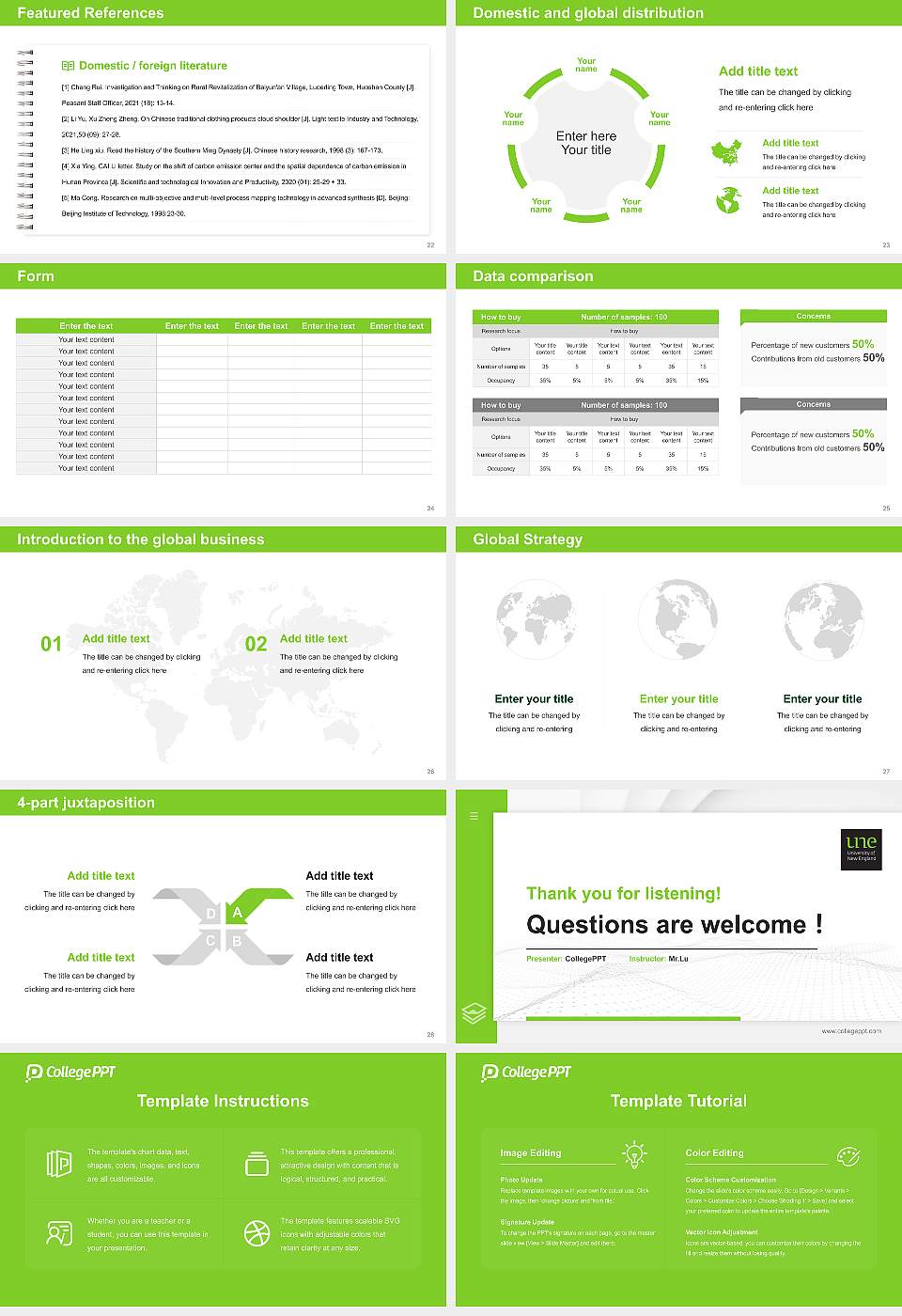 University of New England Thesis Proposal/Graduation Defense PPT Template16:9 ratio PPT effect preview image4