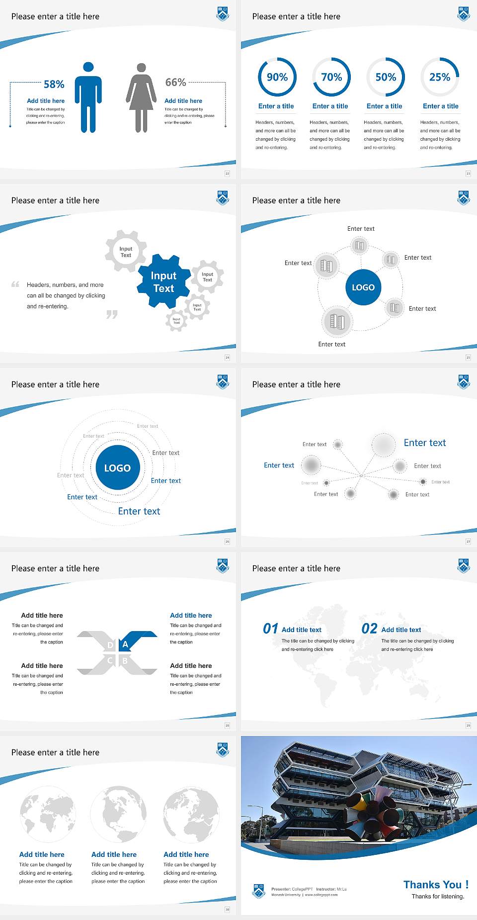 Monash University Course/Courseware Creation PPT Template4:3 ratio PPT effect preview image4