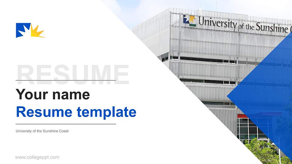 University of the Sunshine Coast Resume PPT Template16:9 ratio PPT effect preview image