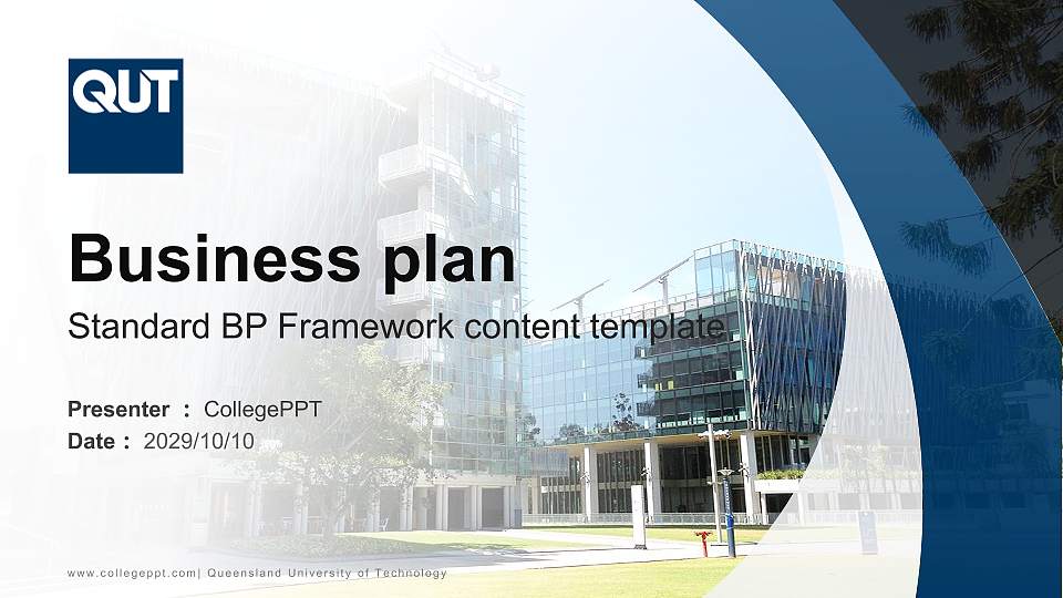 Queensland University of Technology Competition/Entrepreneurship Contest PPT Template16:9 ratio PPT effect preview image