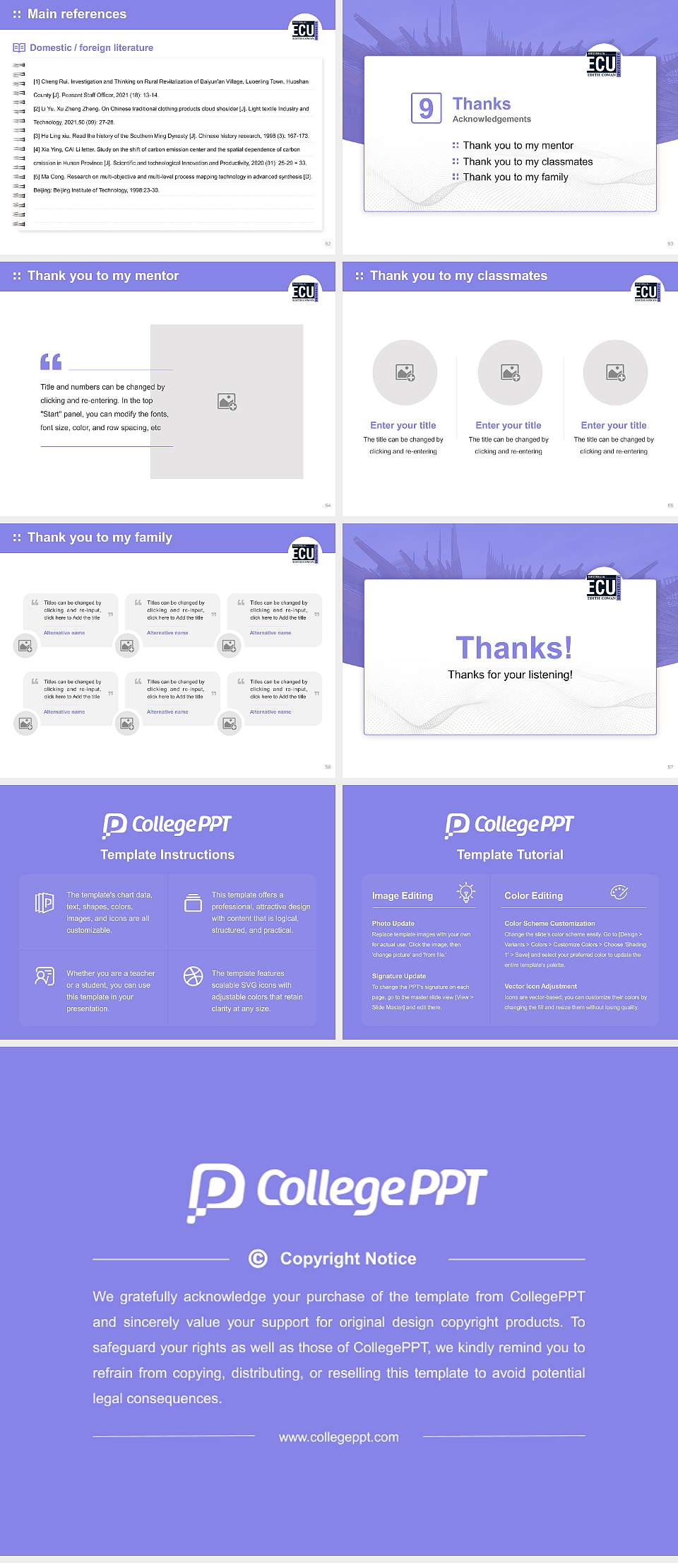 Edith Cowan University Graduation Thesis Defense PPT Template4:3 ratio PPT effect preview image7
