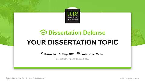 University of New England Graduation Thesis Defense PPT Template