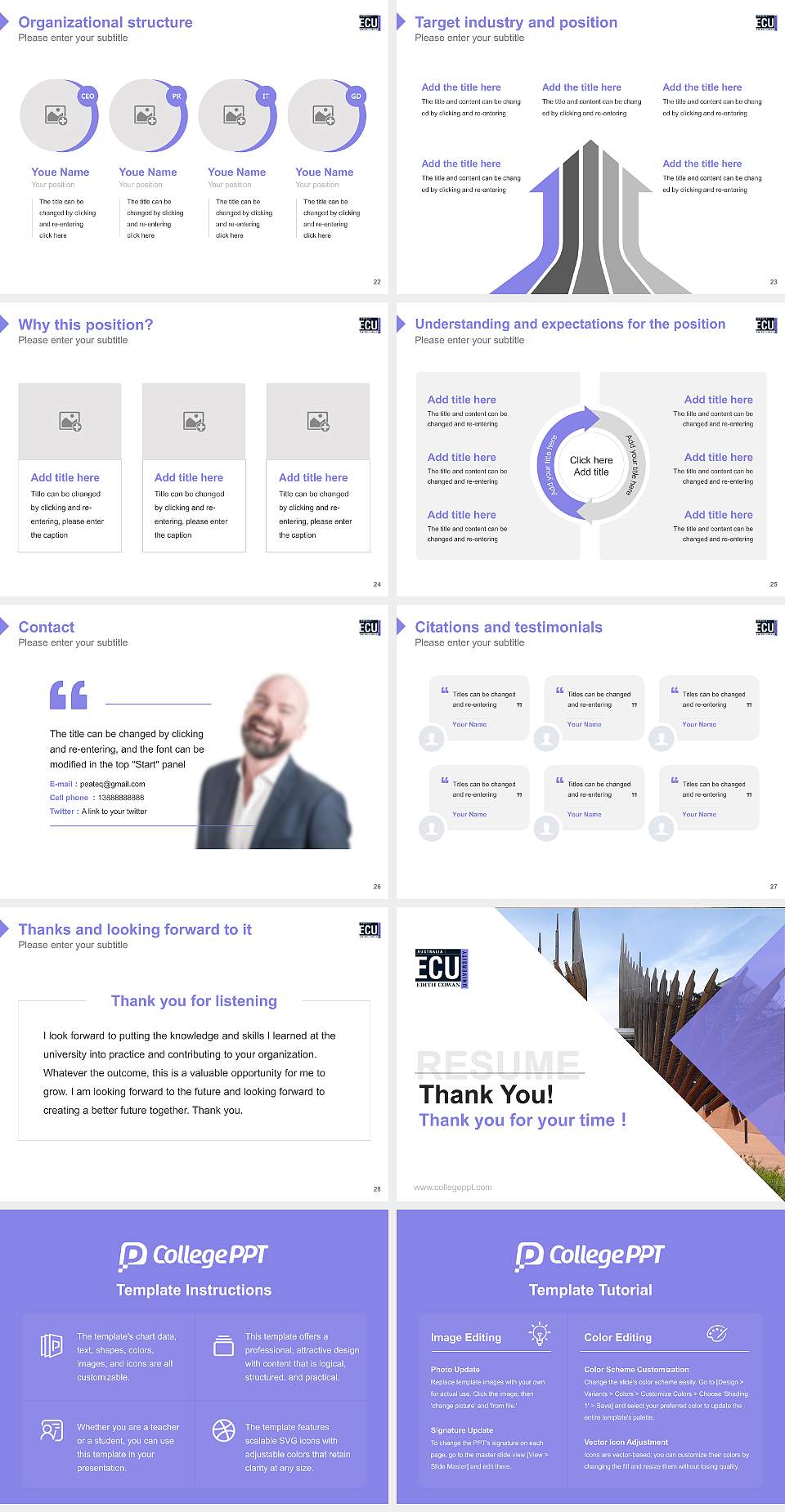 Edith Cowan University Resume PPT Template4:3 ratio PPT effect preview image4