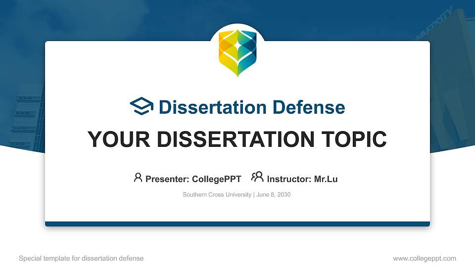 Southern Cross University Graduation Thesis Defense PPT Template16:9 ratio PPT effect preview image