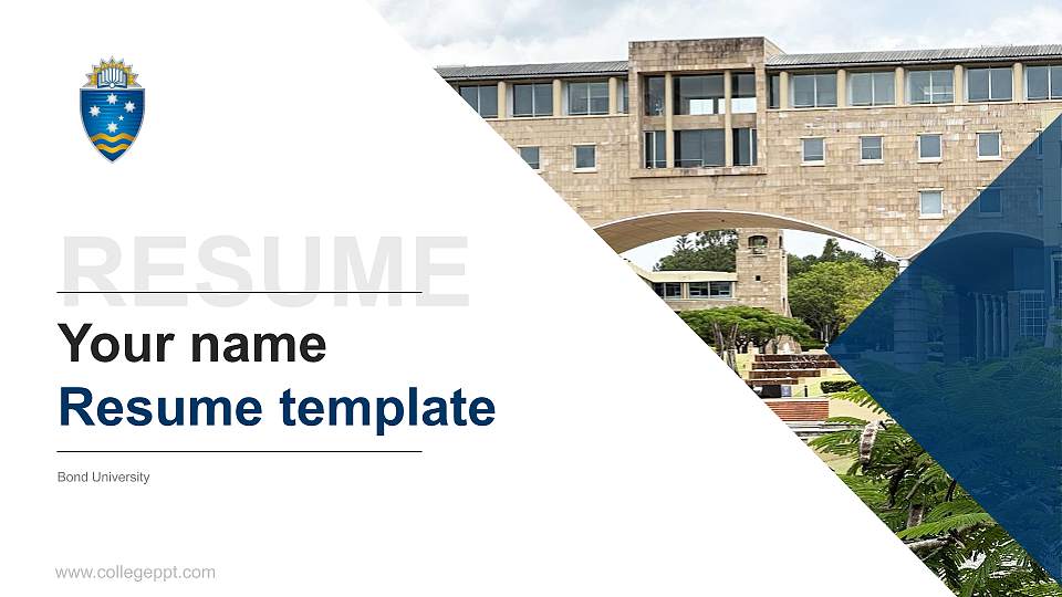 Bond University Resume PPT Template16:9 ratio PPT effect preview image