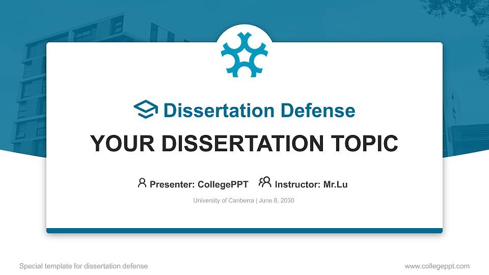 University of Canberra Graduation Thesis Defense PPT Template16:9 ratio PPT effect preview image