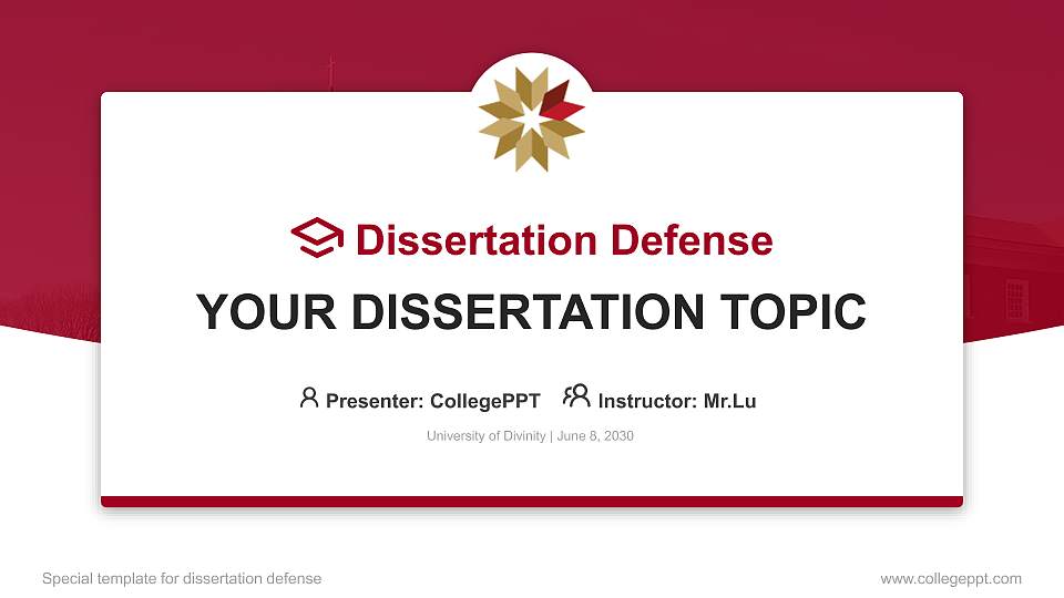 University of Divinity Graduation Thesis Defense PPT Template16:9 ratio PPT effect preview image