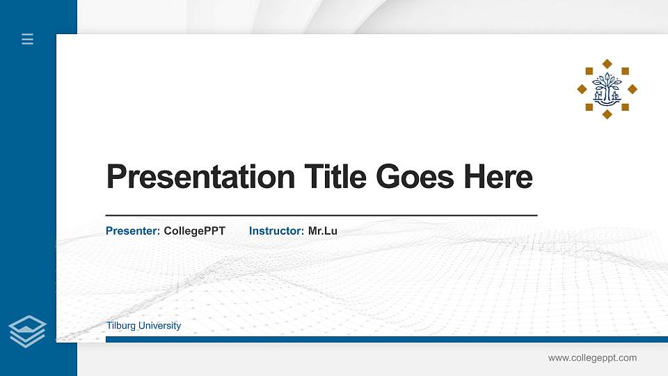 Tilburg University Thesis Proposal/Graduation Defense PPT Template16:9 ratio PPT effect preview image