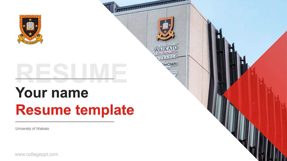 University of Waikato Resume PPT Template16:9 ratio PPT effect preview image