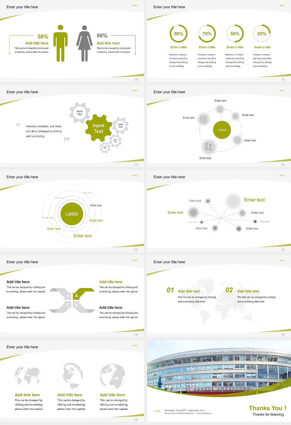 The Hague University of Applied Sciences Course/Courseware Creation PPT Template16:9 ratio PPT effect preview image4