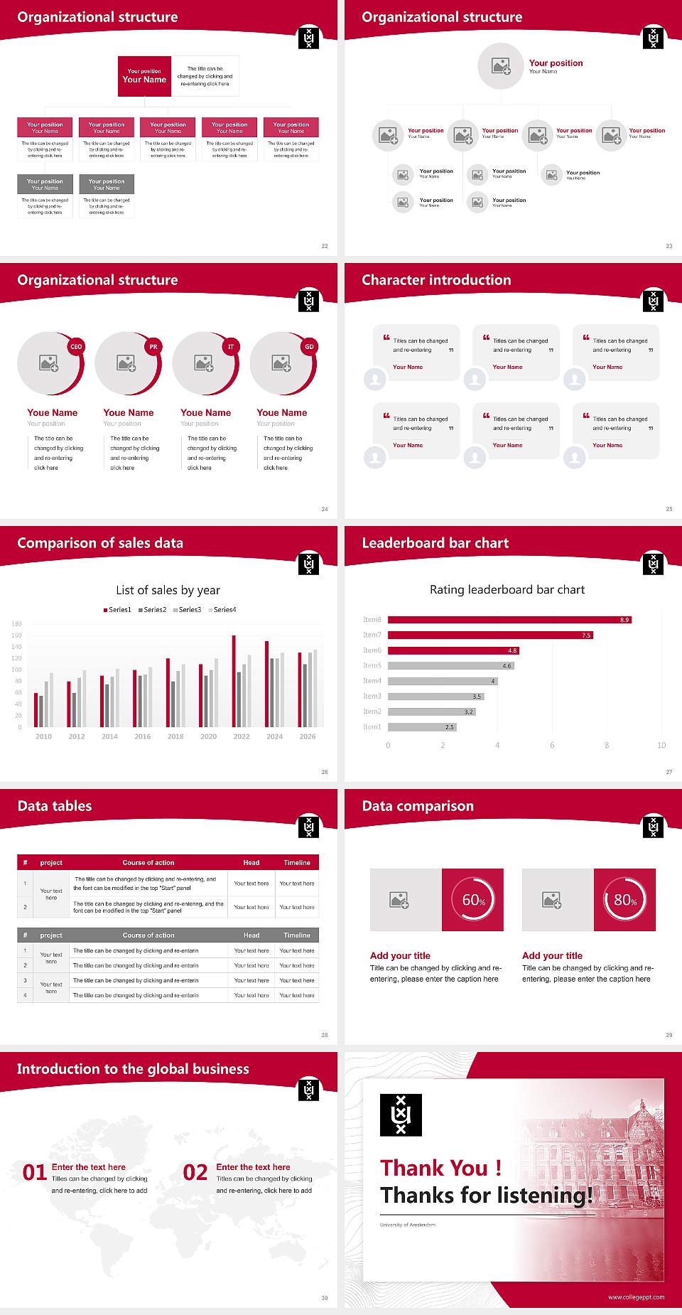 University of Amsterdam Academic Presentation/Research Findings Report PPT Template4:3 ratio PPT effect preview image4