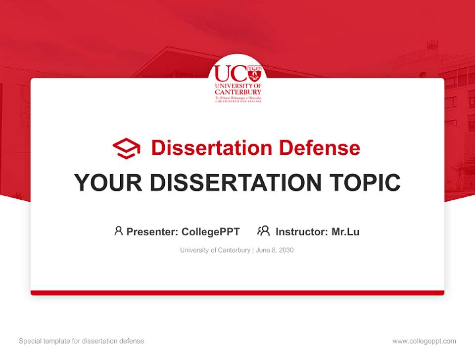 University of Canterbury Graduation Thesis Defense PPT Template4:3 ratio PPT effect preview image7