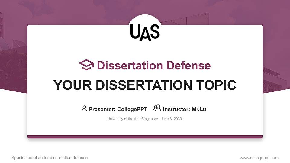 University of the Arts Singapore Graduation Thesis Defense PPT Template16:9 ratio PPT effect preview image
