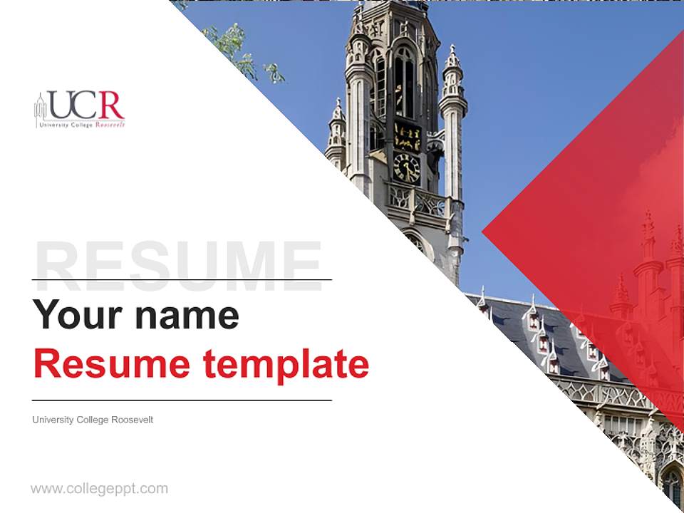 University College Roosevelt Resume PPT Template4:3 ratio PPT effect preview image5