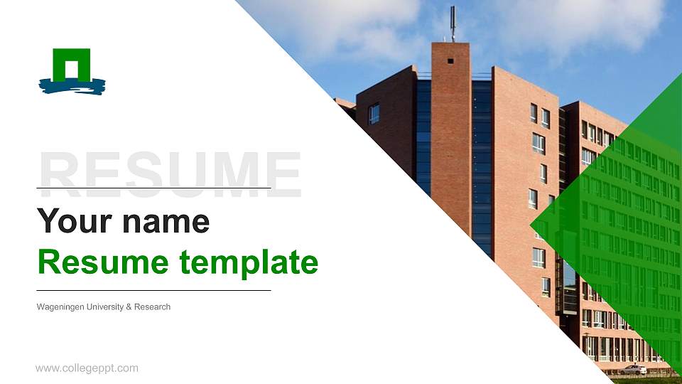 Wageningen University & Research Resume PPT Template16:9 ratio PPT effect preview image