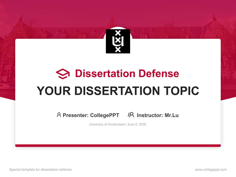 University of Amsterdam Graduation Thesis Defense PPT Template4:3 ratio PPT effect preview image7