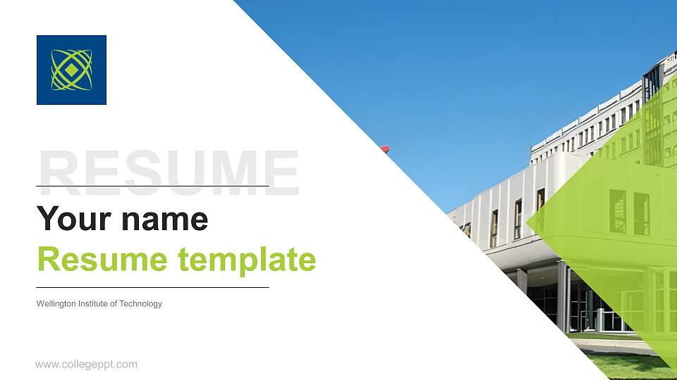 Wellington Institute of Technology Resume PPT Template16:9 ratio PPT effect preview image