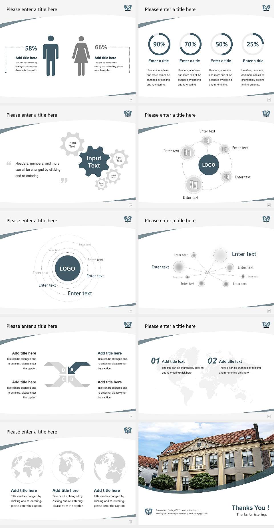 Theological University of Kampen Course/Courseware Creation PPT Template4:3 ratio PPT effect preview image4