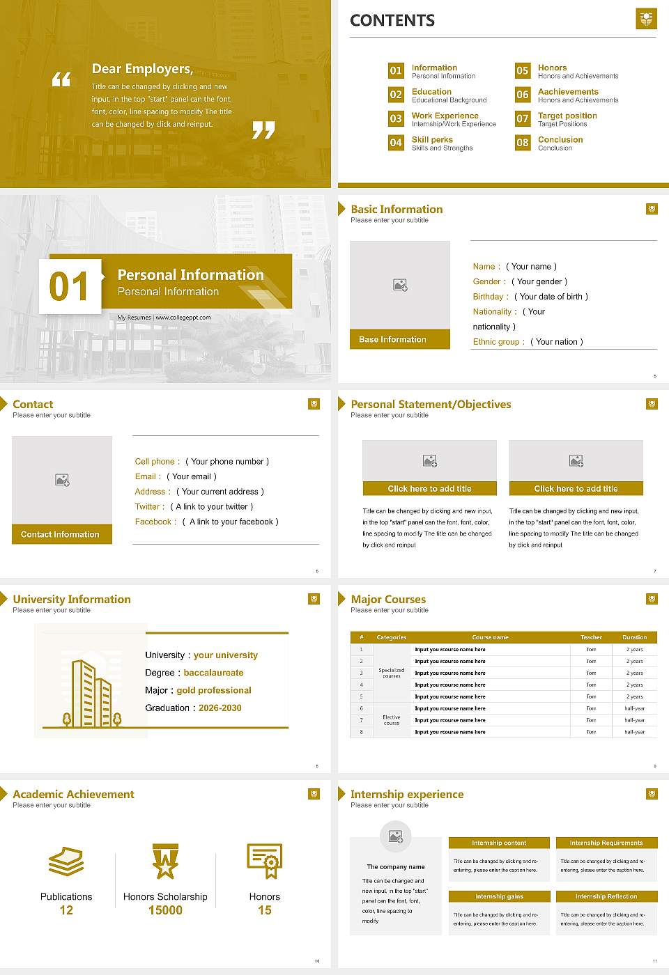 Curtin Singapore Resume PPT Template16:9 ratio PPT effect preview image2