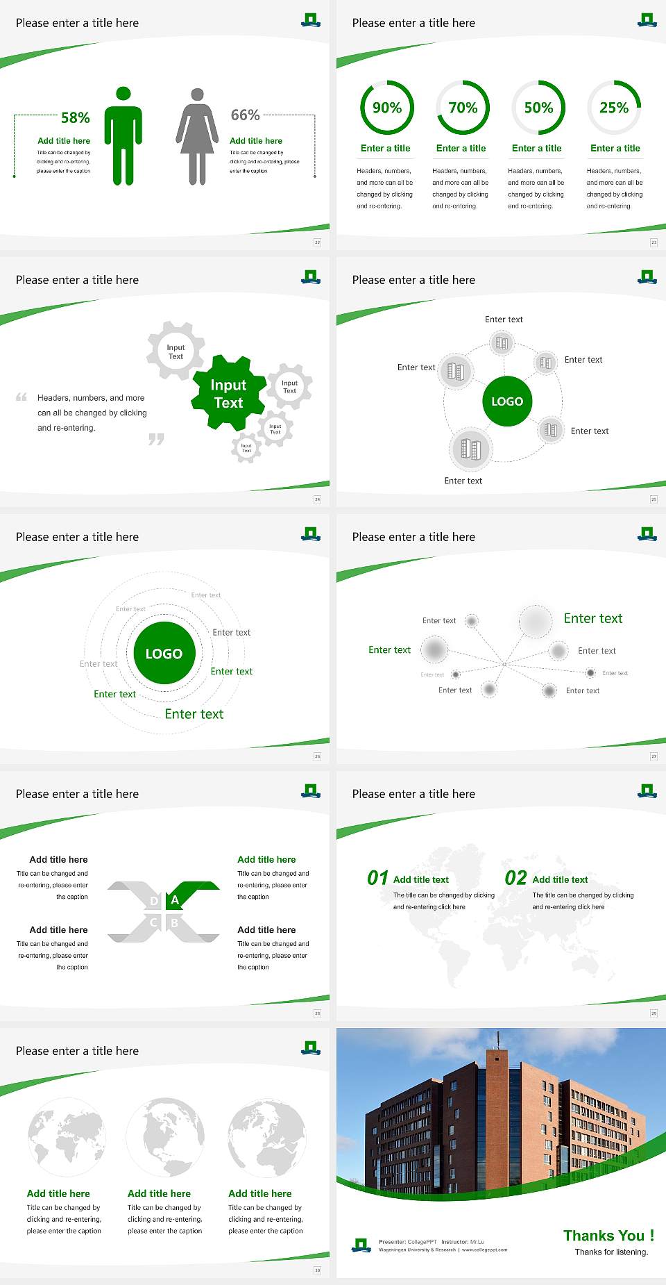Wageningen University & Research Course/Courseware Creation PPT Template4:3 ratio PPT effect preview image4