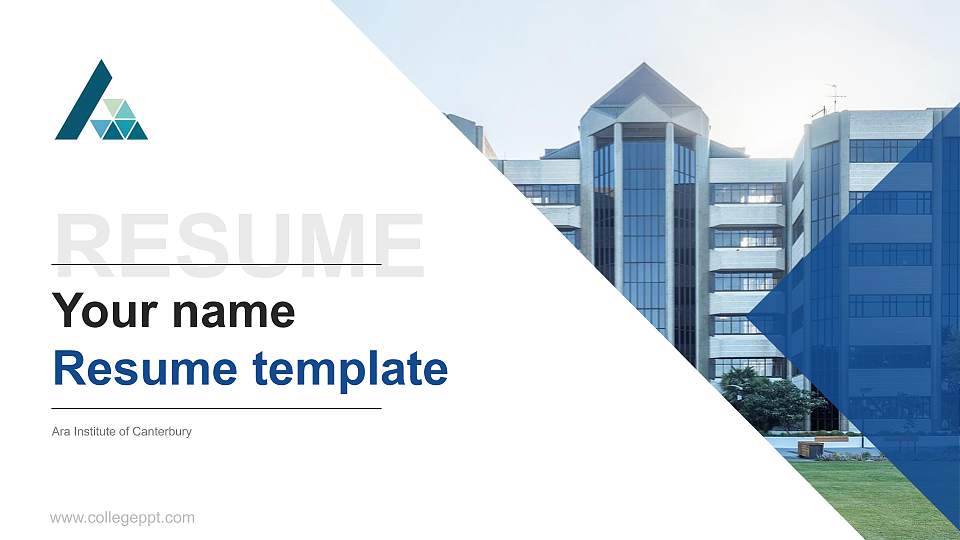 Ara Institute of Canterbury Resume PPT Template16:9 ratio PPT effect preview image