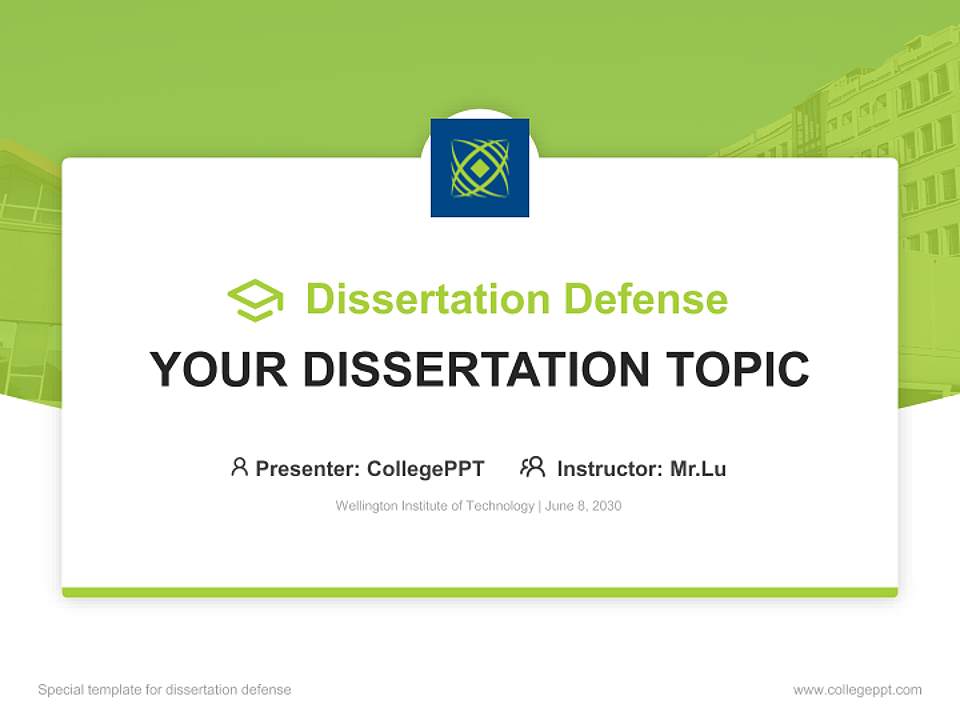 Wellington Institute of Technology Graduation Thesis Defense PPT Template4:3 ratio PPT effect preview image7