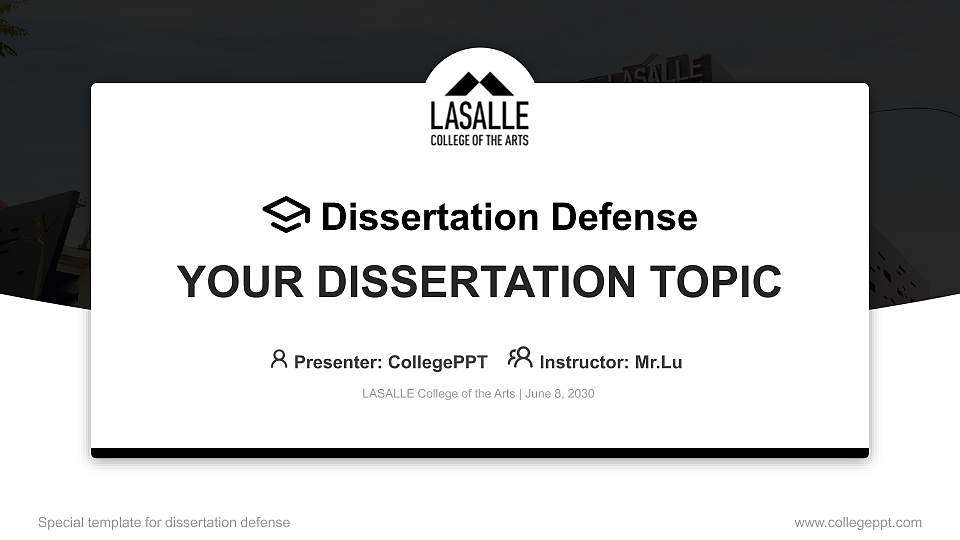 LASALLE College of the Arts Graduation Thesis Defense PPT Template16:9 ratio PPT effect preview image