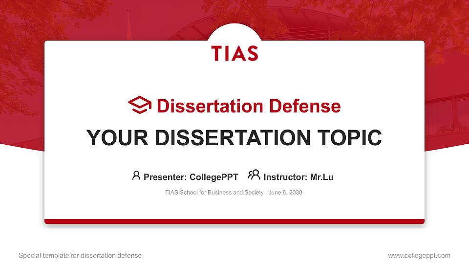 TIAS School for Business and Society Graduation Thesis Defense PPT Template16:9 ratio PPT effect preview image