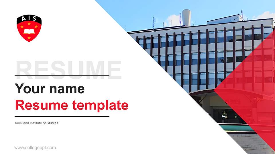 Auckland Institute of Studies Resume PPT Template16:9 ratio PPT effect preview image