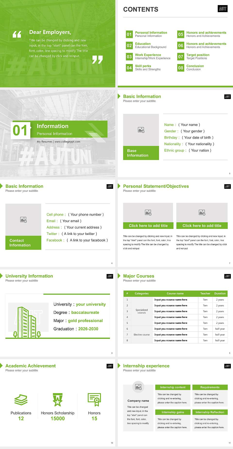 Auckland University of Technology Resume PPT Template4:3 ratio PPT effect preview image2