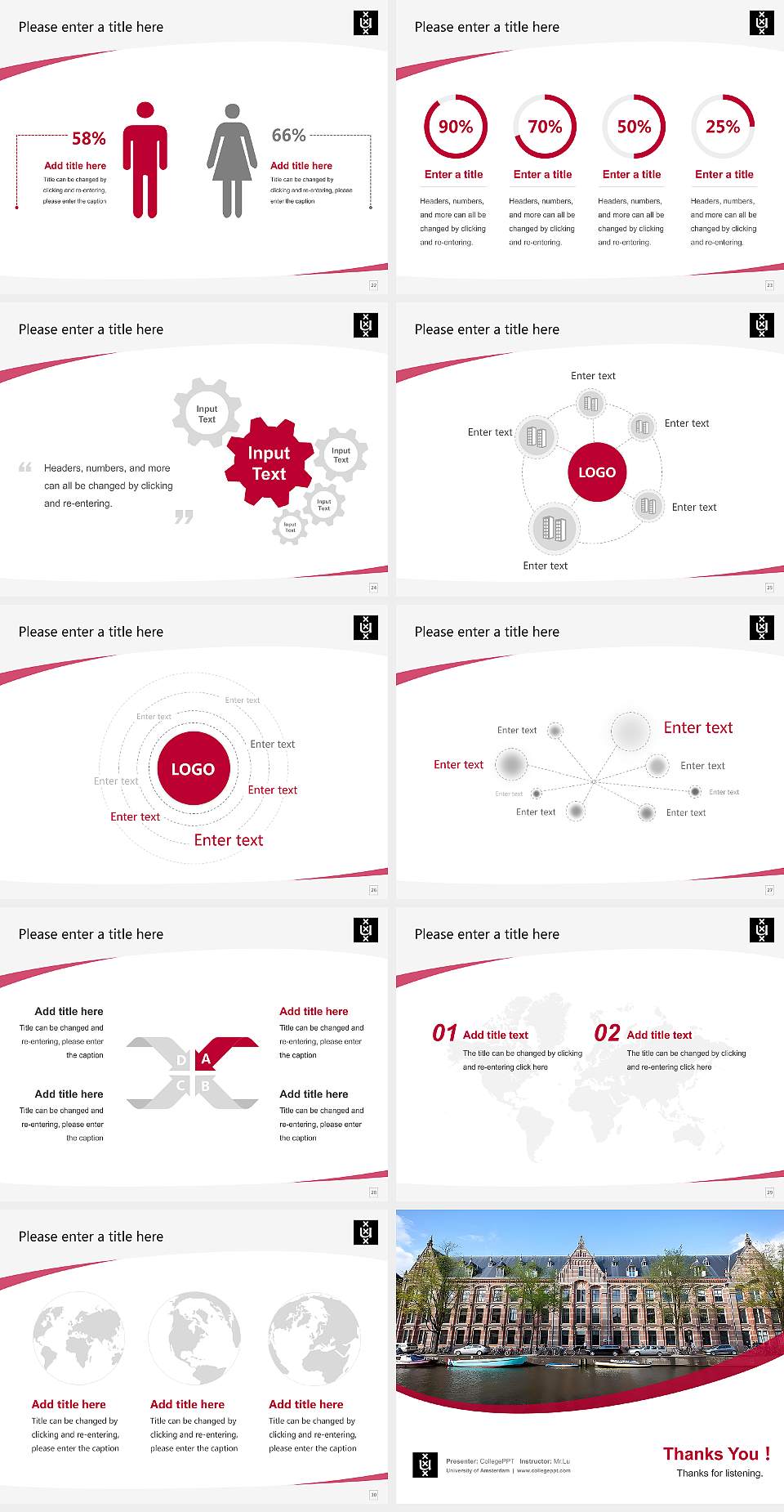 University of Amsterdam Course/Courseware Creation PPT Template4:3 ratio PPT effect preview image4