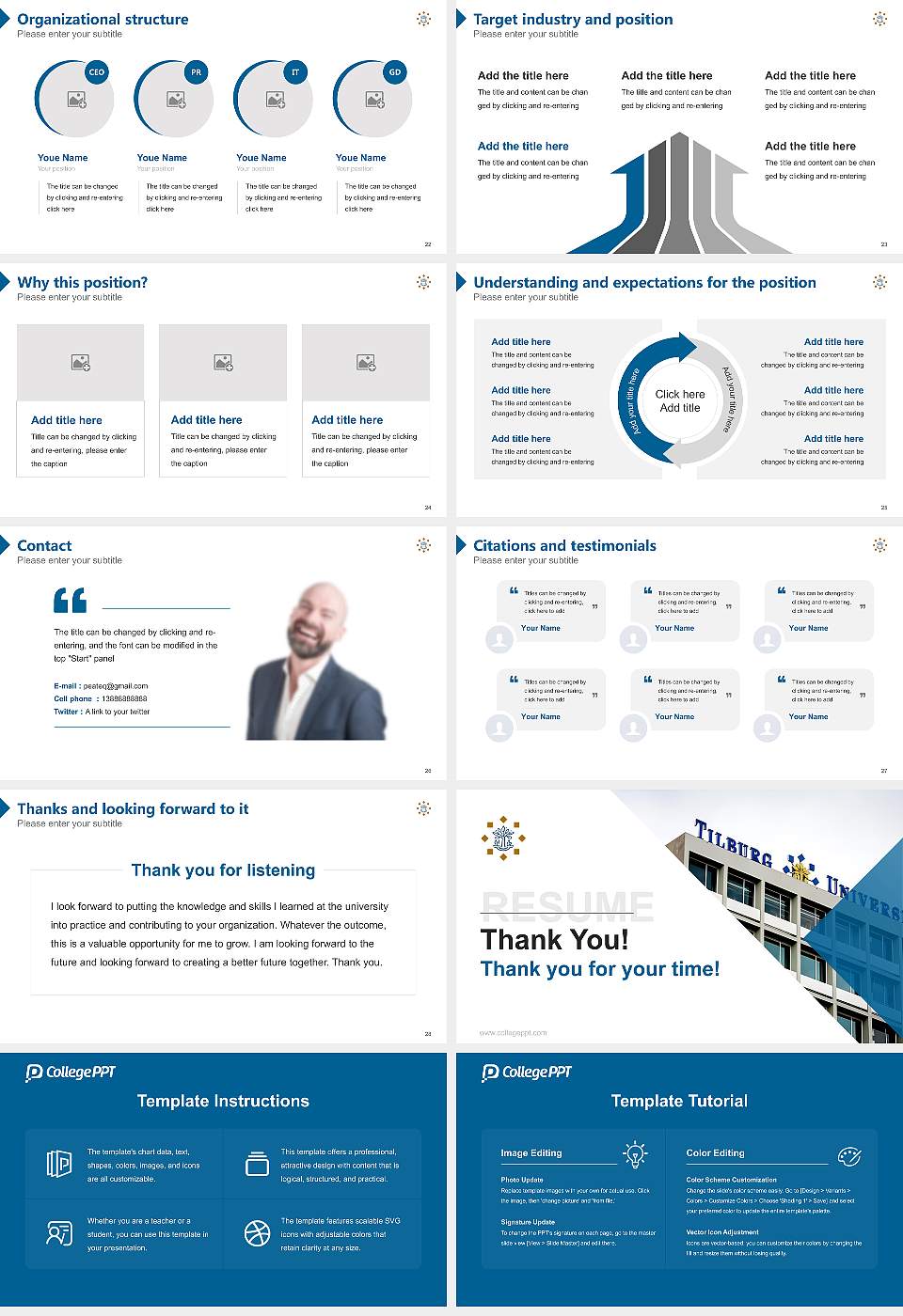 Tilburg University Resume PPT Template16:9 ratio PPT effect preview image4