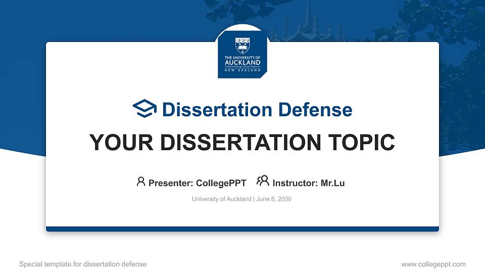 University of Auckland Graduation Thesis Defense PPT Template16:9 ratio PPT effect preview image