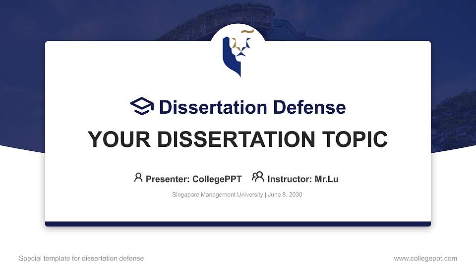 Singapore Management University Graduation Thesis Defense PPT Template16:9 ratio PPT effect preview image