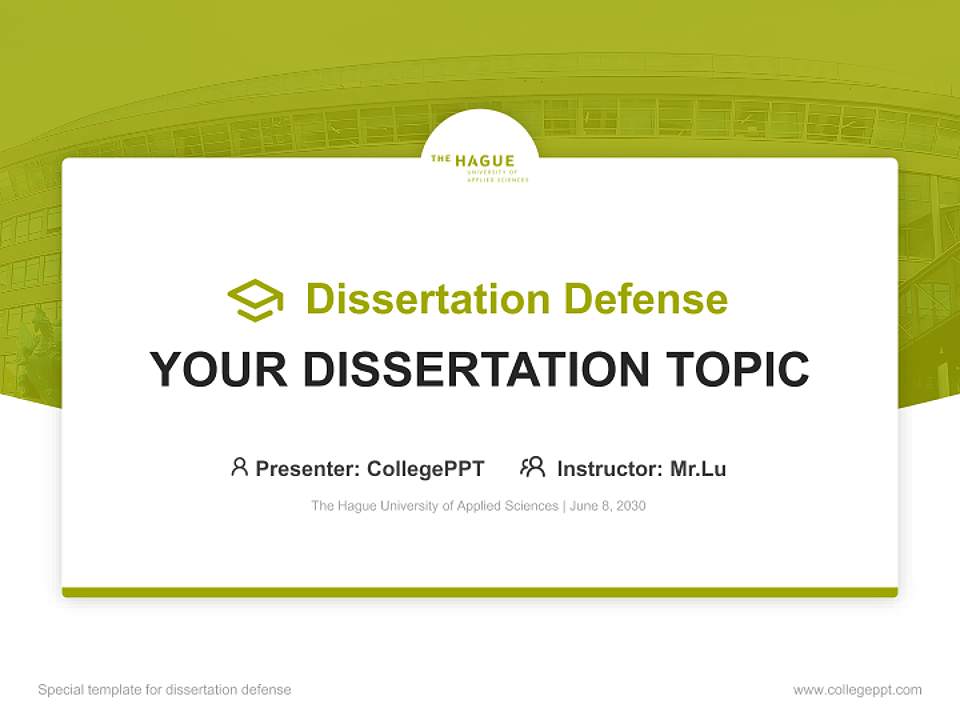 The Hague University of Applied Sciences Graduation Thesis Defense PPT Template4:3 ratio PPT effect preview image7