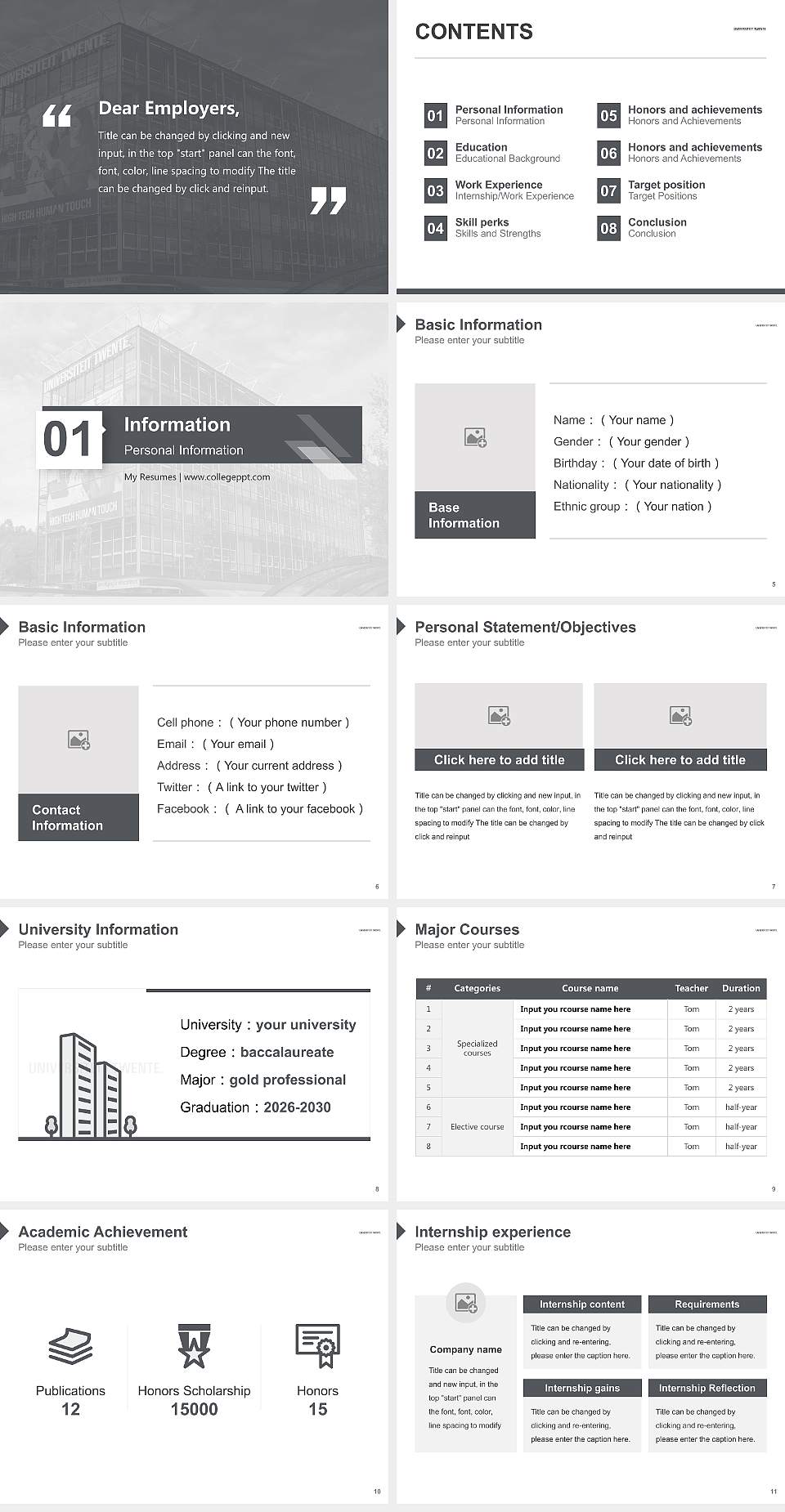University of Twente Resume PPT Template4:3 ratio PPT effect preview image2