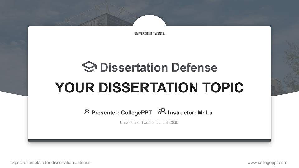 University of Twente Graduation Thesis Defense PPT Template16:9 ratio PPT effect preview image