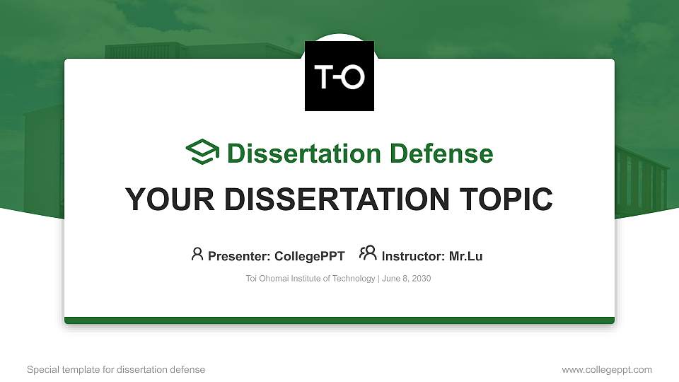 Toi Ohomai Institute of Technology Graduation Thesis Defense PPT Template16:9 ratio PPT effect preview image